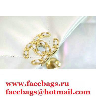 Chanel 19 Small Flap Bag AS1160 Iridescent Calfskin White 2021