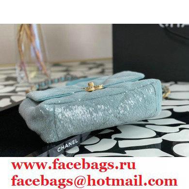 Chanel 19 Small Flap Bag AS1160 Sequins/Calfskin Light Green 2021