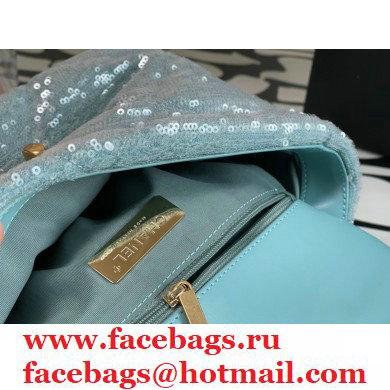 Chanel 19 Small Flap Bag AS1160 Sequins/Calfskin Light Green 2021 - Click Image to Close