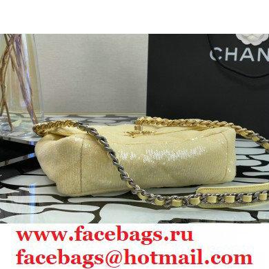 Chanel 19 Small Flap Bag AS1160 Sequins/Calfskin Light Yellow 2021