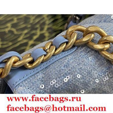 Chanel 19 Small Flap Bag AS1160 Sequins/Calfskin Sky Blue 2021