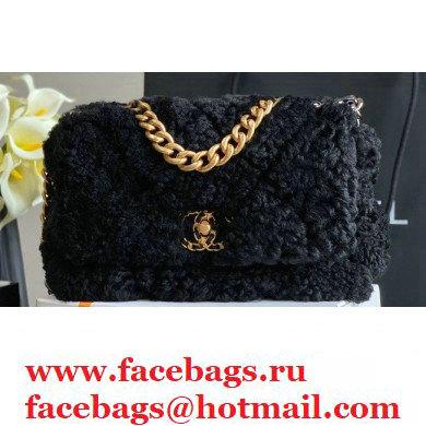 Chanel 19 Small Flap Bag AS1160 Shearling Sheepskin Black 2021