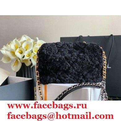 Chanel 19 Small Flap Bag AS1160 Shearling Sheepskin Black 2021 - Click Image to Close