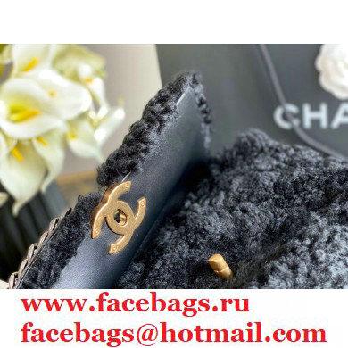 Chanel 19 Small Flap Bag AS1160 Shearling Sheepskin Black 2021