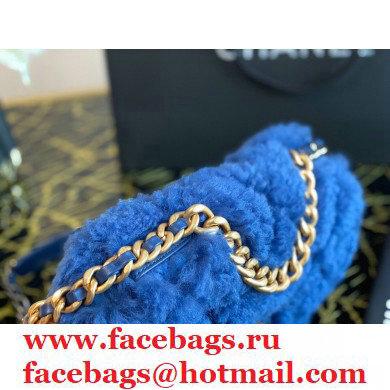 Chanel 19 Small Flap Bag AS1160 Shearling Sheepskin Blue 2021 - Click Image to Close