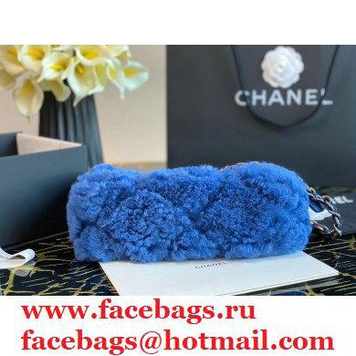 Chanel 19 Small Flap Bag AS1160 Shearling Sheepskin Blue 2021 - Click Image to Close