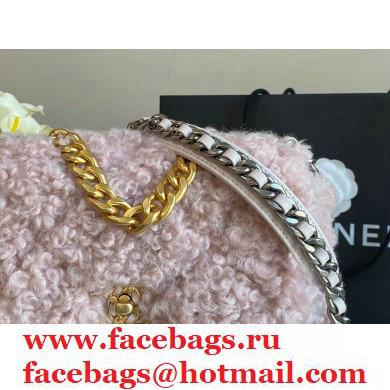 Chanel 19 Small Flap Bag AS1160 Shearling Sheepskin Pink 2021 - Click Image to Close
