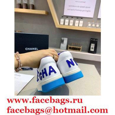 Chanel Back Logo Sneakers White/Blue 2021 - Click Image to Close