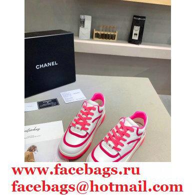 Chanel Back Logo Sneakers White/Fuchsia 2021 - Click Image to Close