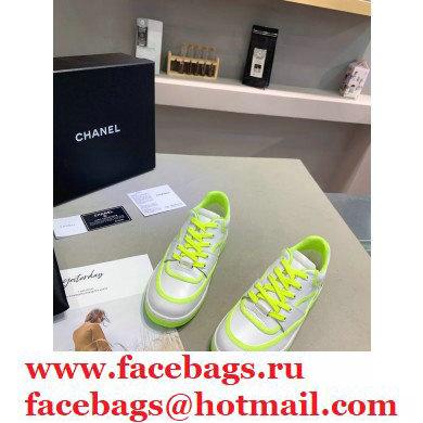 Chanel Back Logo Sneakers White/Green 2021