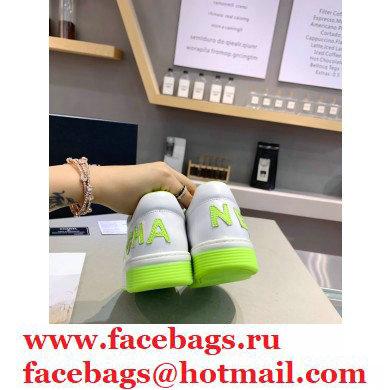 Chanel Back Logo Sneakers White/Green 2021 - Click Image to Close