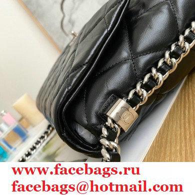 Chanel Big Bang Metallic Crumpled Calfskin Flap Bag A91976 Black