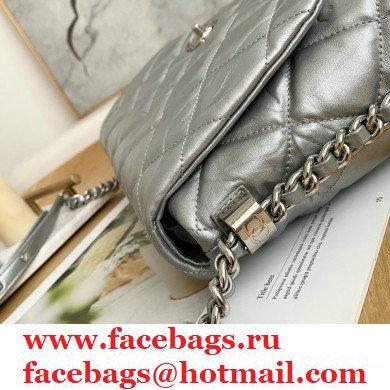 Chanel Big Bang Metallic Crumpled Calfskin Flap Bag A91976 Silver - Click Image to Close