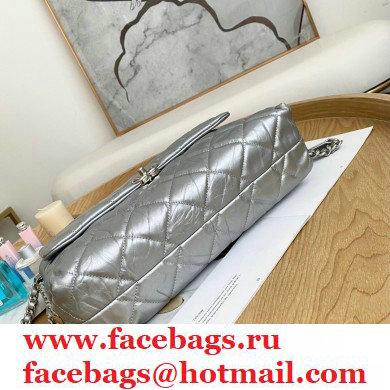 Chanel Big Bang Metallic Crumpled Calfskin Flap Bag A91976 Silver - Click Image to Close