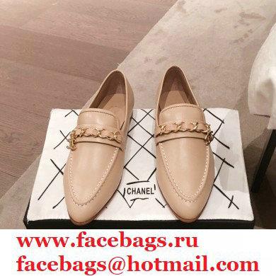 Chanel CC Logo and Chain Loafers Beige 2021