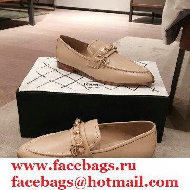 Chanel CC Logo and Chain Loafers Beige 2021
