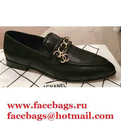 Chanel CC Logo and Chain Loafers Black 2021 - Click Image to Close