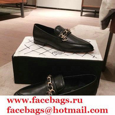 Chanel CC Logo and Chain Loafers Black 2021