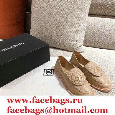 Chanel CC Logo and Quilting Flap Loafers Beige 2021