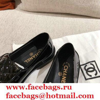 Chanel CC Logo and Quilting Flap Loafers Patent Black 2021 - Click Image to Close