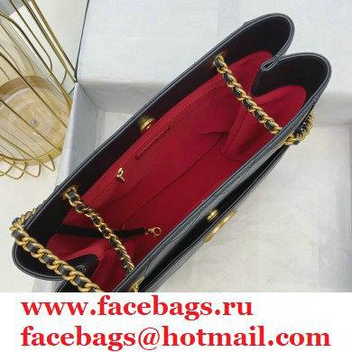 Chanel Calfskin Small Shopping Tote Bag AS2295 Black 2021