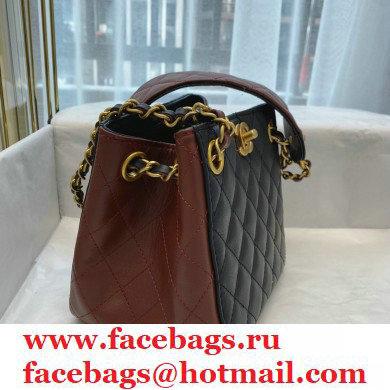 Chanel Calfskin Strap Into Bucket Bag AS2230 Black/Brown 2020 - Click Image to Close