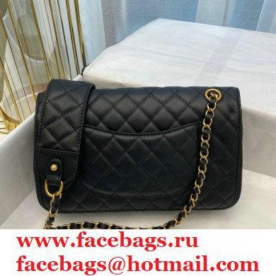 Chanel Calfskin Strap Into Flap Bag AS2229 Black 2020 - Click Image to Close