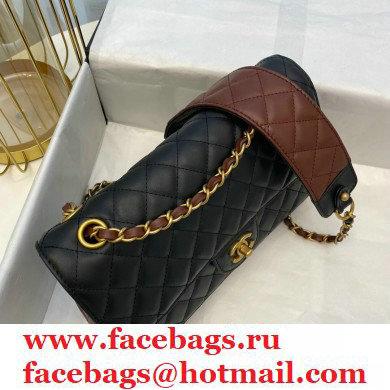 Chanel Calfskin Strap Into Flap Bag AS2229 Black/Brown 2020 - Click Image to Close
