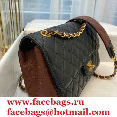Chanel Calfskin Strap Into Flap Bag AS2229 Black/Brown 2020 - Click Image to Close