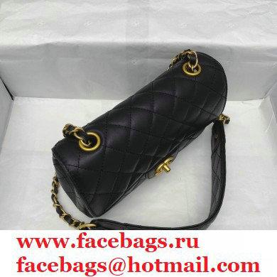 Chanel Calfskin Strap Into Small Flap Bag AS2228 Black 2020