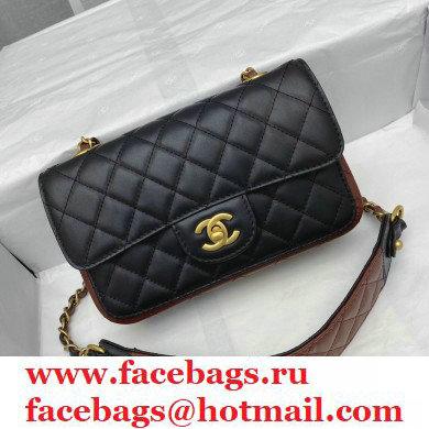 Chanel Calfskin Strap Into Small Flap Bag AS2228 Black/Brown 2020