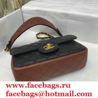 Chanel Calfskin Strap Into Small Flap Bag AS2228 Black/Brown 2020 - Click Image to Close