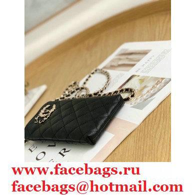 Chanel Chain CC Logo Grained Calfskin Phone Holder with Chain Bag AP1836 Black 2021 - Click Image to Close