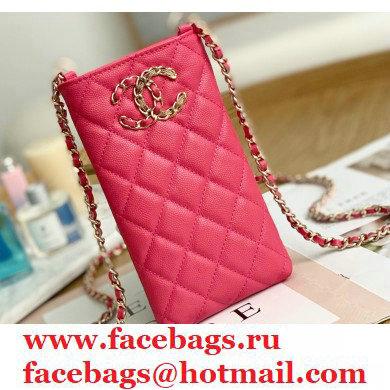 Chanel Chain CC Logo Grained Calfskin Phone Holder with Chain Bag AP1836 Coral Pink 2021 - Click Image to Close