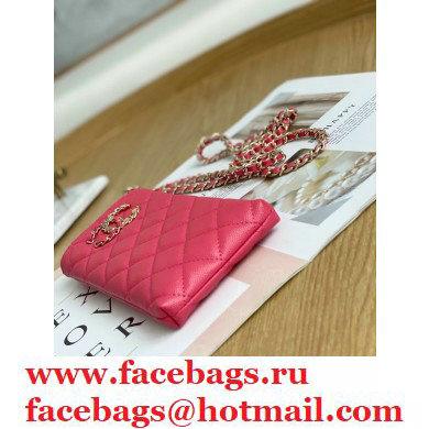 Chanel Chain CC Logo Grained Calfskin Phone Holder with Chain Bag AP1836 Coral Pink 2021 - Click Image to Close