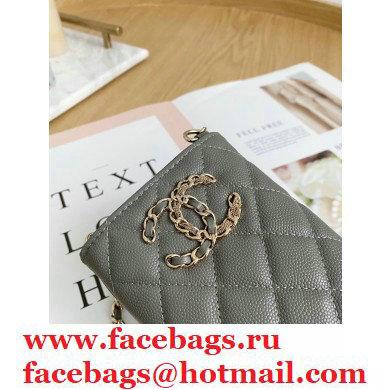 Chanel Chain CC Logo Grained Calfskin Phone Holder with Chain Bag AP1836 Gray 2021 - Click Image to Close