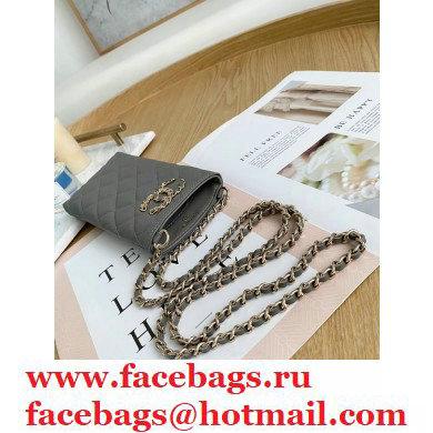 Chanel Chain CC Logo Grained Calfskin Phone Holder with Chain Bag AP1836 Gray 2021