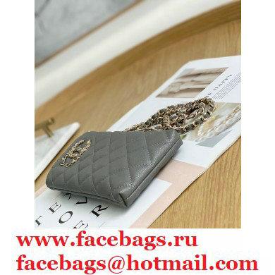 Chanel Chain CC Logo Grained Calfskin Phone Holder with Chain Bag AP1836 Gray 2021