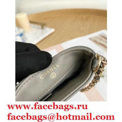 Chanel Chain CC Logo Grained Calfskin Phone Holder with Chain Bag AP1836 Gray 2021 - Click Image to Close