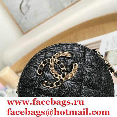Chanel Chain CC Logo Grained Calfskin Round Clutch with Chain Bag AP1805 Black 2021 - Click Image to Close