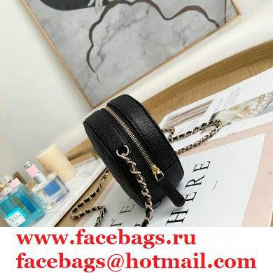 Chanel Chain CC Logo Grained Calfskin Round Clutch with Chain Bag AP1805 Black 2021