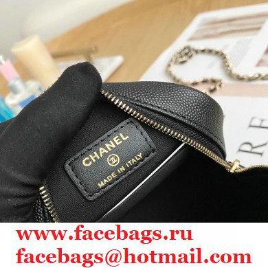 Chanel Chain CC Logo Grained Calfskin Round Clutch with Chain Bag AP1805 Black 2021 - Click Image to Close