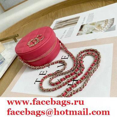 Chanel Chain CC Logo Grained Calfskin Round Clutch with Chain Bag AP1805 Coral Pink 2021