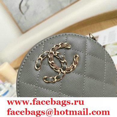 Chanel Chain CC Logo Grained Calfskin Round Clutch with Chain Bag AP1805 Gray 2021