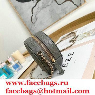 Chanel Chain CC Logo Grained Calfskin Round Clutch with Chain Bag AP1805 Gray 2021 - Click Image to Close