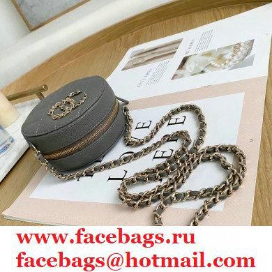 Chanel Chain CC Logo Grained Calfskin Round Clutch with Chain Bag AP1805 Gray 2021 - Click Image to Close