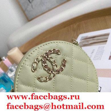 Chanel Chain CC Logo Grained Calfskin Round Clutch with Chain Bag AP1805 Light Green 2021 - Click Image to Close