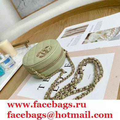 Chanel Chain CC Logo Grained Calfskin Round Clutch with Chain Bag AP1805 Light Green 2021