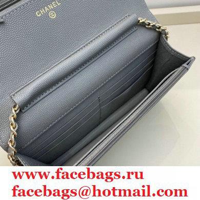 Chanel Chain CC Logo Wallet on Chain WOC Bag AP1794 Grained Calfskin Gray 2021 - Click Image to Close
