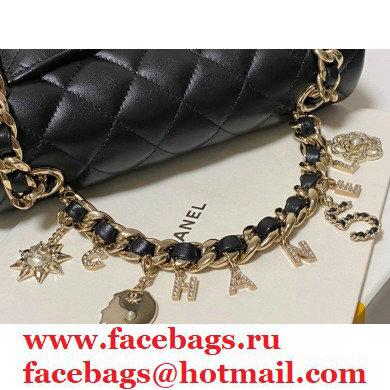 Chanel Classic Flap Small Bag with Charms AS2326 Black 2021 - Click Image to Close